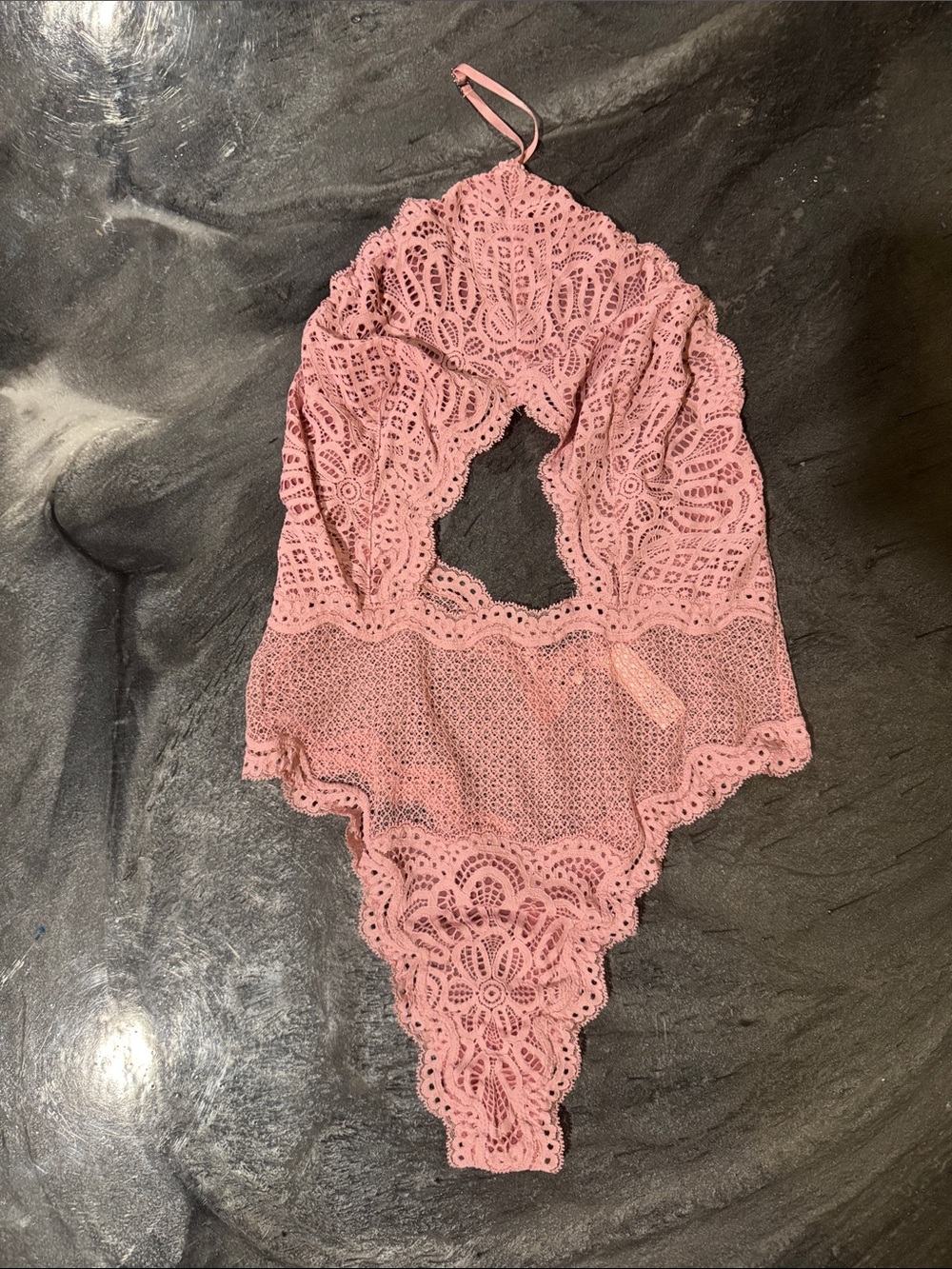Victorias Secret Lace Halter Teddy Bodysuit - Pink medium